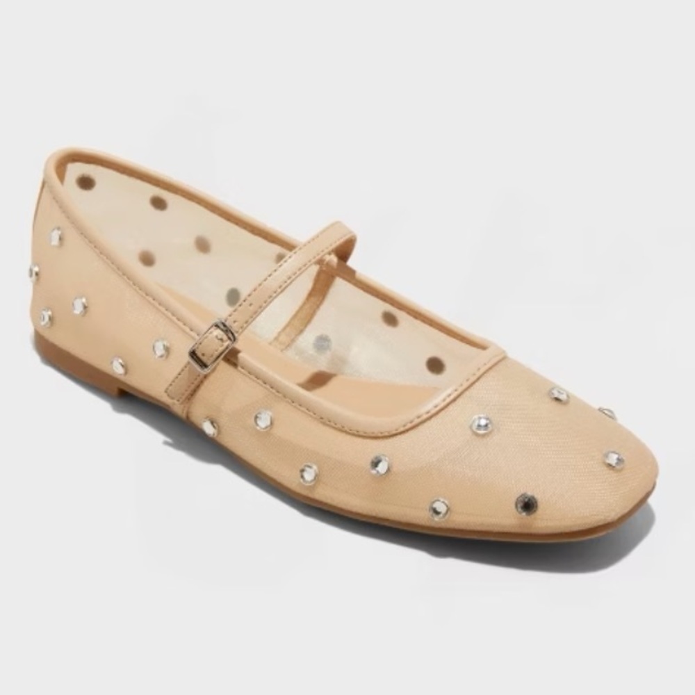 Brand New Wild Fable Beige Elsa Mary Jane Ballet Flats